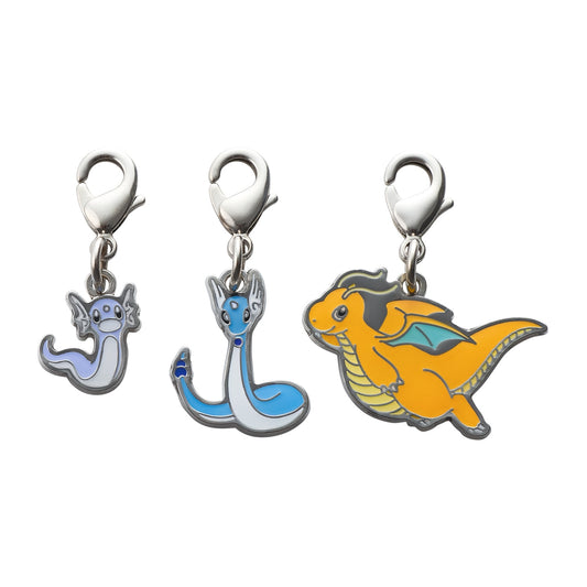 Pokémon Center Japan Exclusive Dratini Evolution Line Metal Charm Set – Dratini, Dragonair & Dragonite