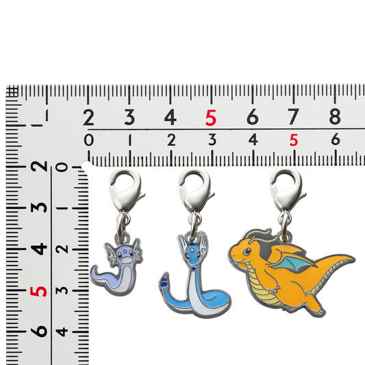 Pokémon Center Japan Exclusive Dratini Evolution Line Metal Charm Set – Dratini, Dragonair & Dragonite