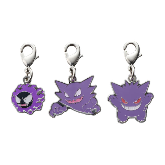 Pokémon Center Japan Exclusive Gengar Evolution Line Metal Charm Set – Gastly, Haunter & Gengar