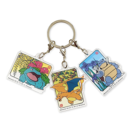 Pokémon Center Japan Exclusive Kanto Starter Trio Acrylic Keychain Set – Venusaur, Charizard & Blastoise