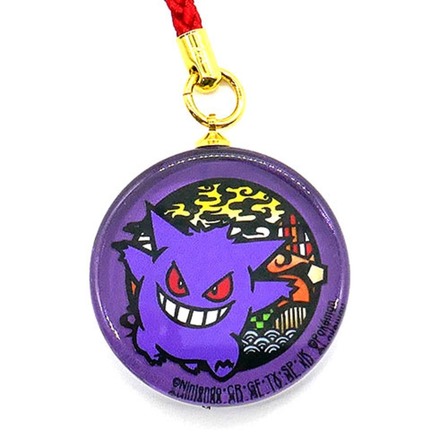 Pokémon Center Japan Exclusive Gengar Japanese Art-Style Acrylic Phone Strap – Traditional Design with Braided Cord