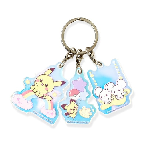 Pokémon Center Japan Exclusive Pikachu & Friends Aurora Acrylic Keychain Trio