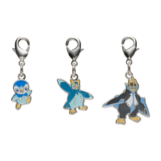Pokémon Center Japan Exclusive Piplup Evolution Metal Charm Set